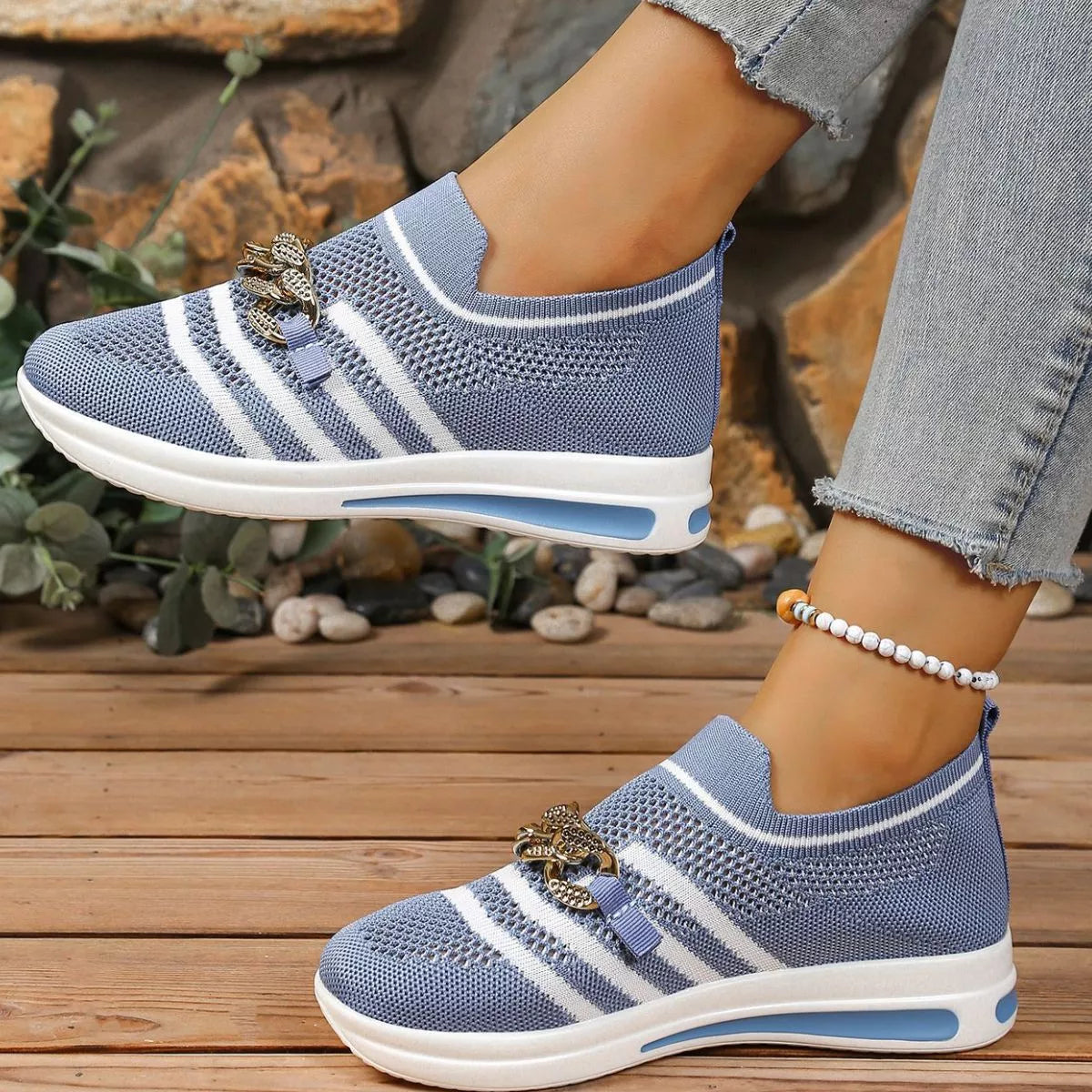 Round Toe Mesh Slip-Ons, view 8