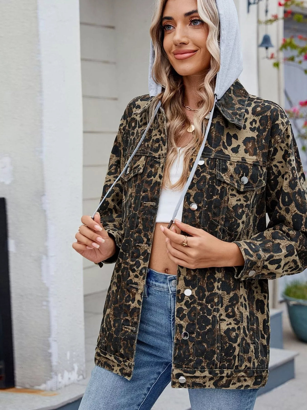 Button Up Long Sleeve Denim Jacket, view 20