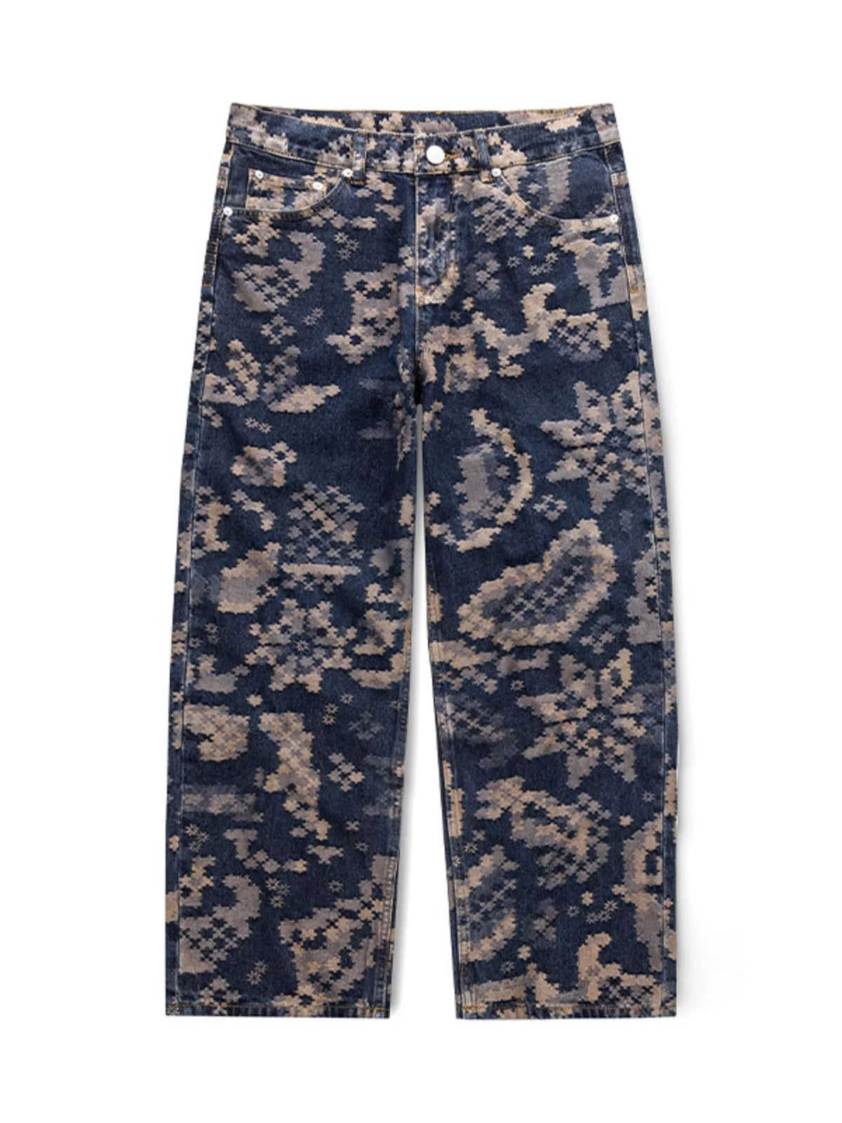 Men's Printed Wide Leg Cargo Pants in Navy, view 8