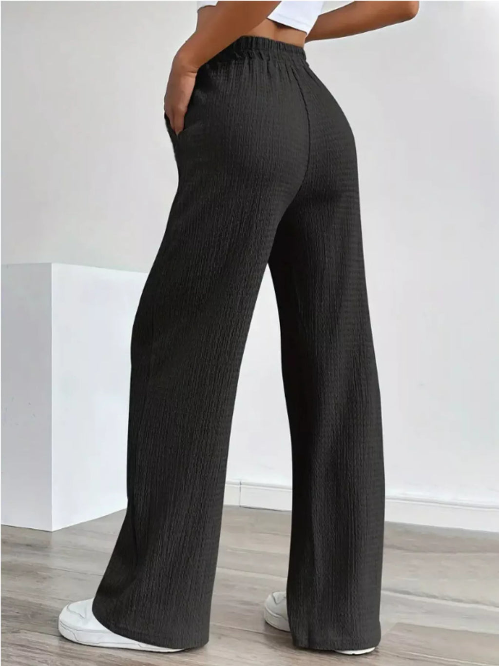 Texture Wide Leg Pants - Lilixa.store