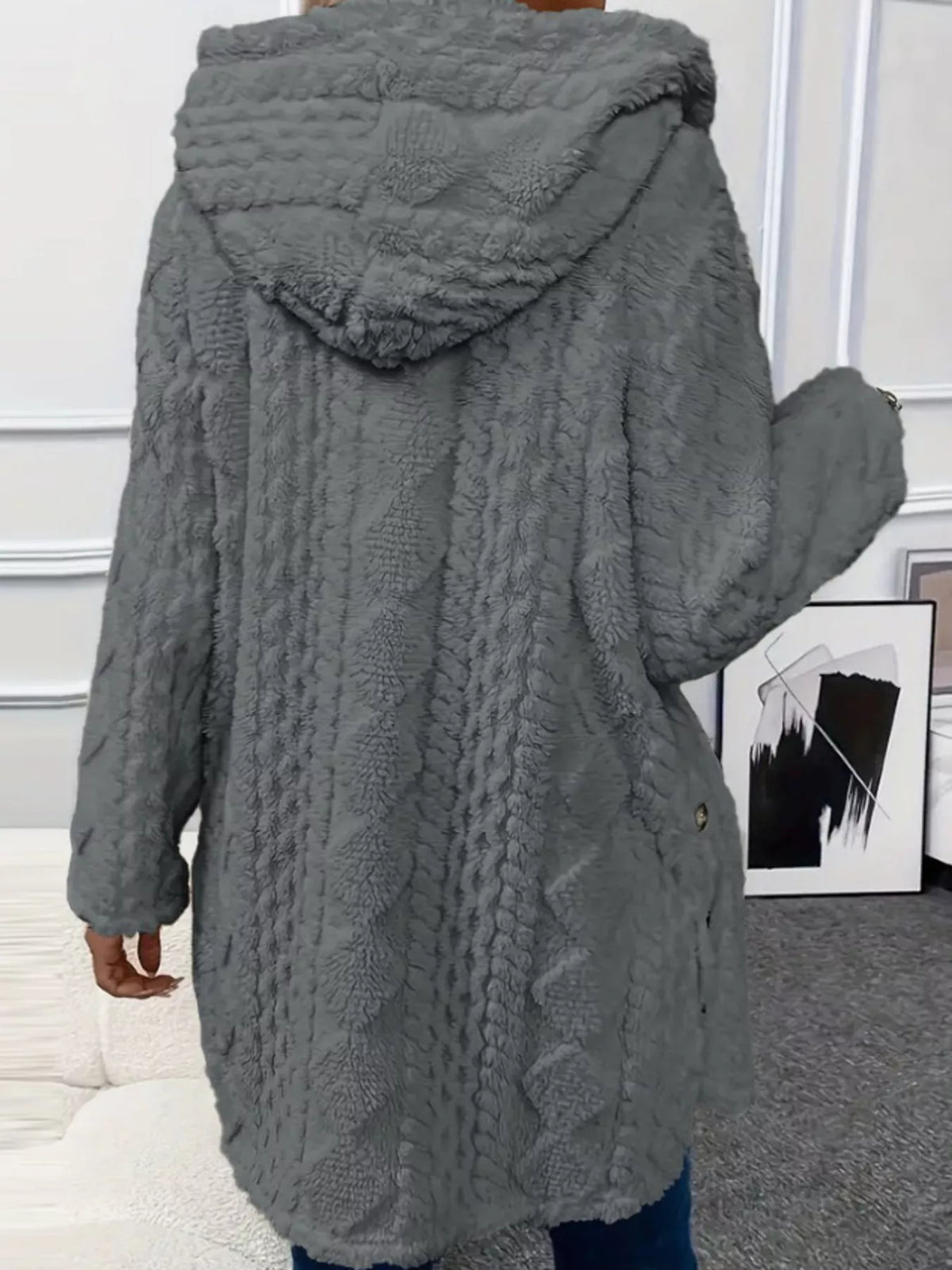 Full Size Button-Down Hooded Outerwear Plus Size, view 11
