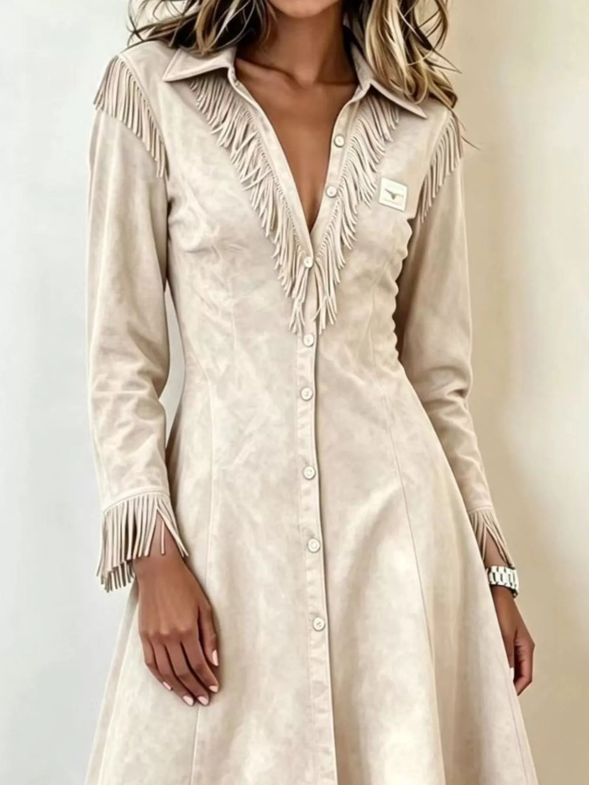 Full Size Fringed Button-Down Outerwear Plus Size - Lilixa.store
