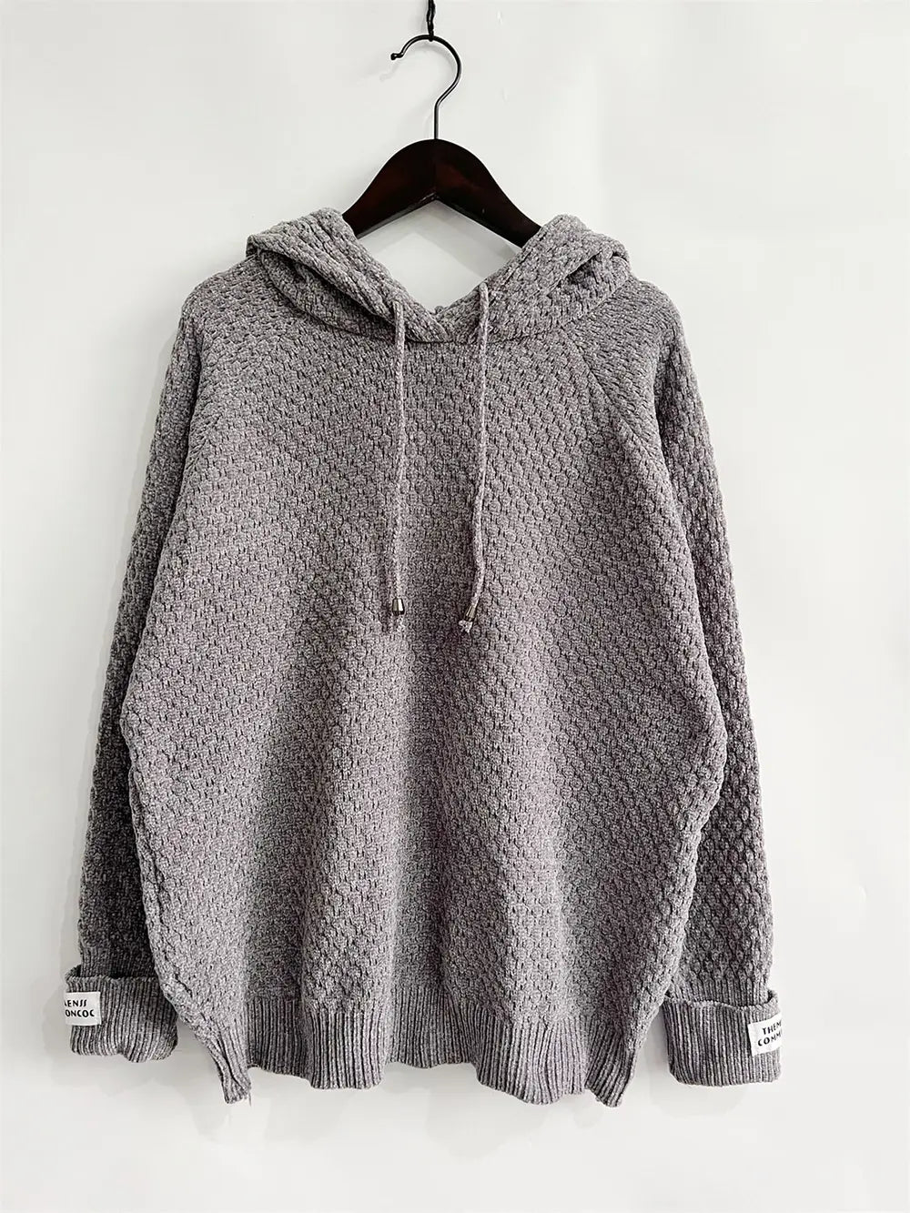 Drawstring Long Sleeve Hooded Sweater, view 5