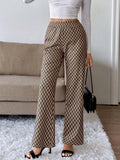 Plaid High-Waisted Wide Leg Pants - Lilixa.store