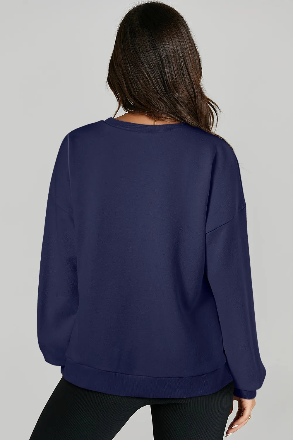 High-Low Round Neck Long Sleeve Sweatshirt - Lilixa.store