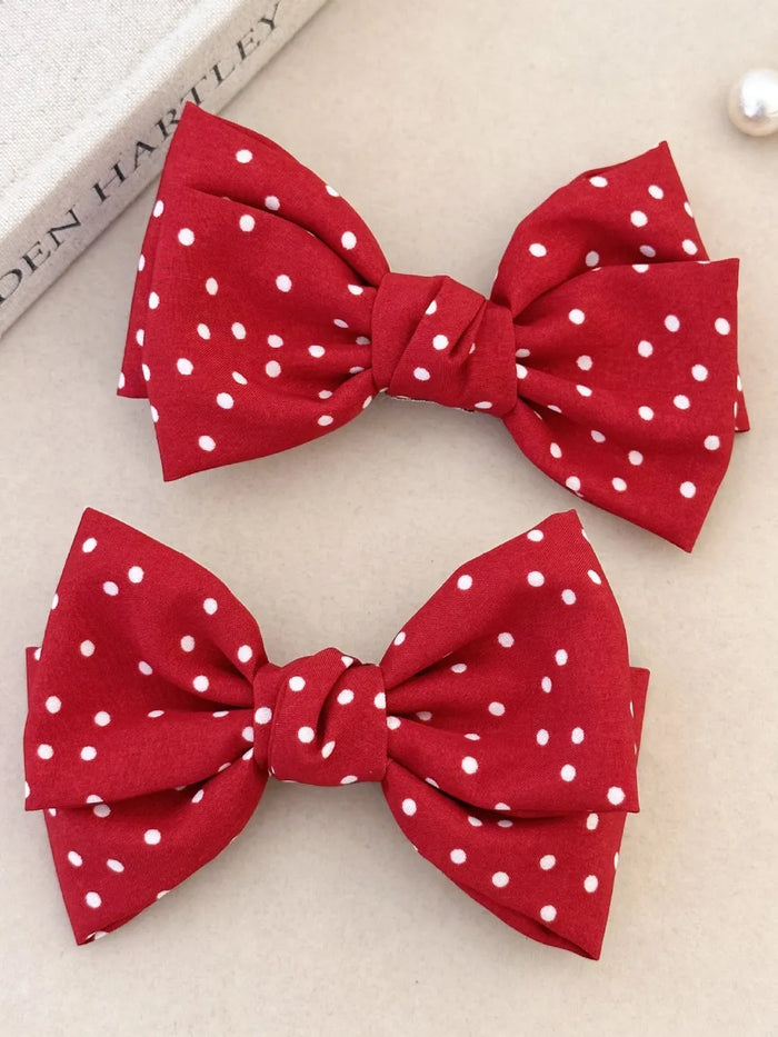 2-Piece Polka Dot Bow Hair Clip - Lilixa.store