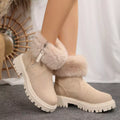 Faux Fur Lined Side-Zip Chunky Platform Ankle Boots - Lilixa.store