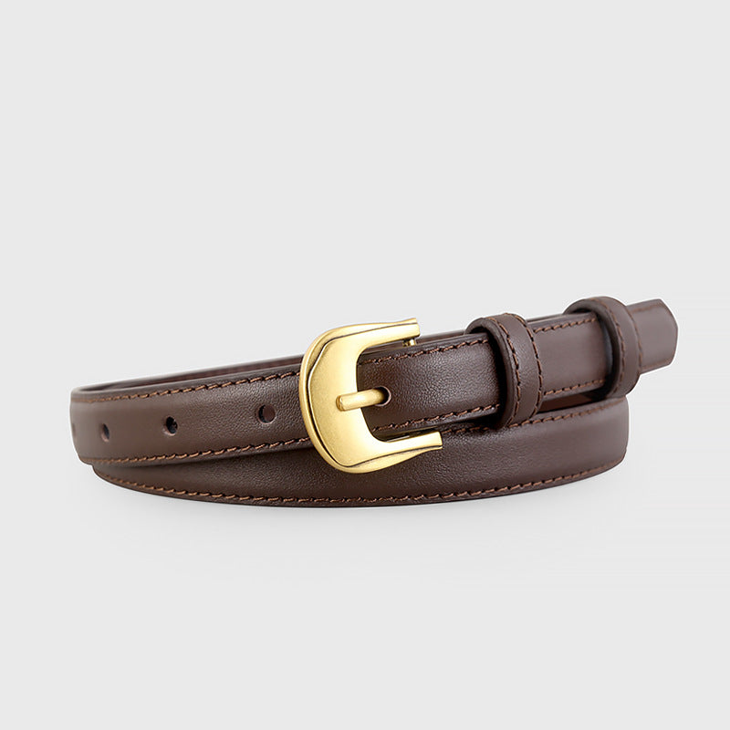 Leather Belt with Golden Buckle - Lilixa.store