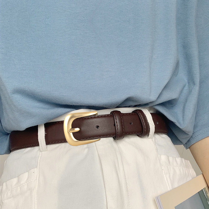 Classic Leather Belt with Golden Buckle - Lilixa.store