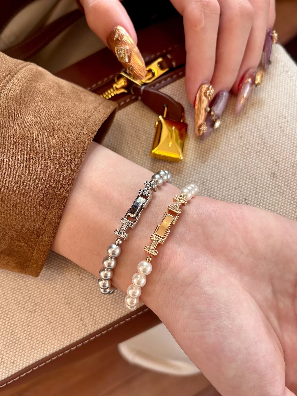 Pearl Double H Buckle Bracelet - Lilixa.store