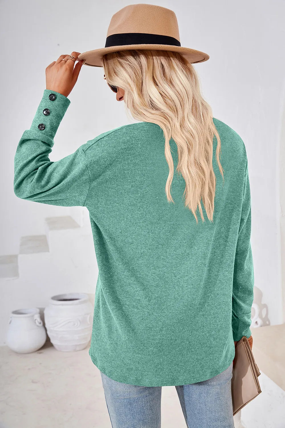 V-Neck Dropped Shoulder T-Shirt - Lilixa.store