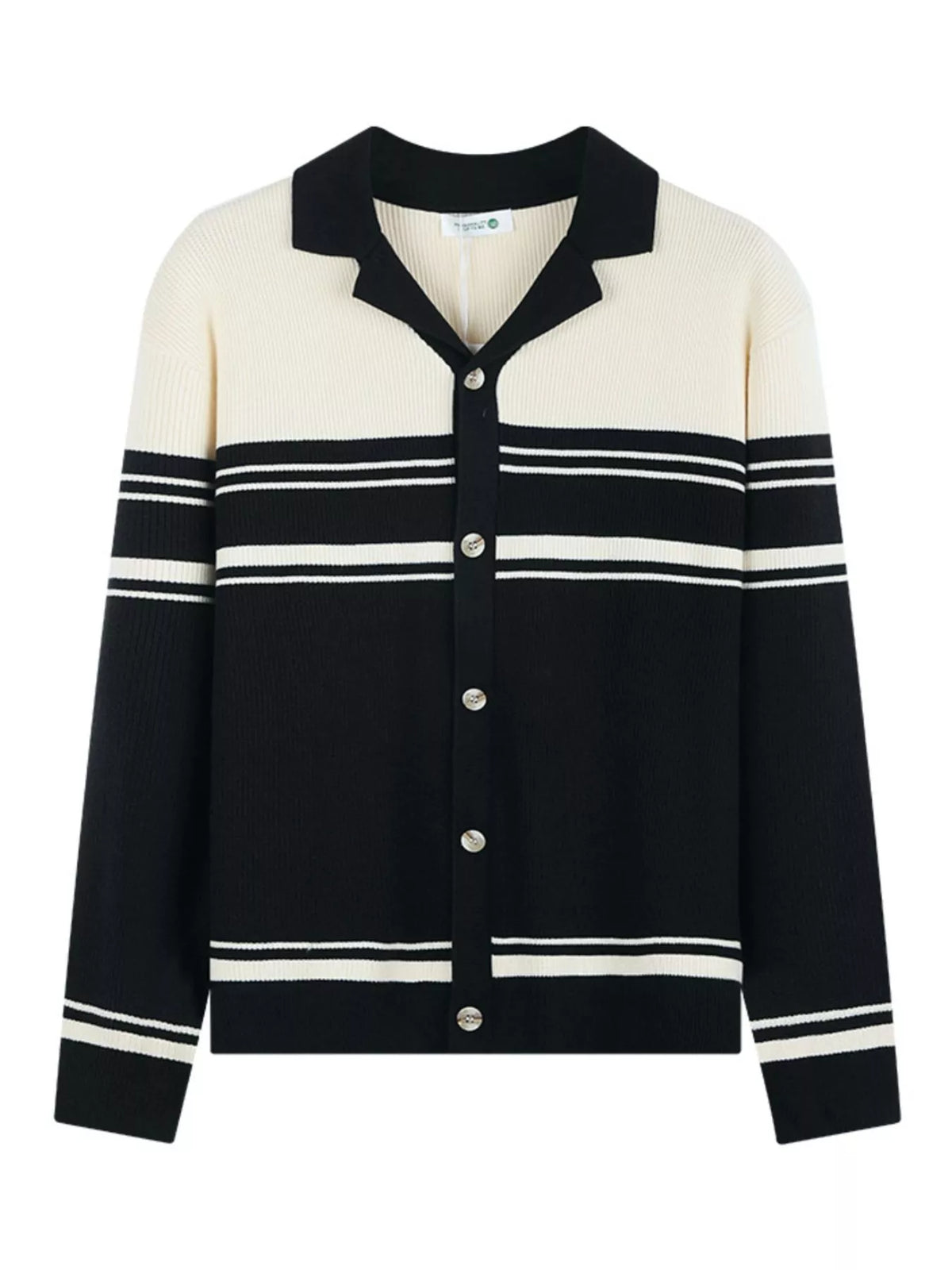 Men's Plus Size Contrast Striped Button-Down Cardigan - Lilixa.store