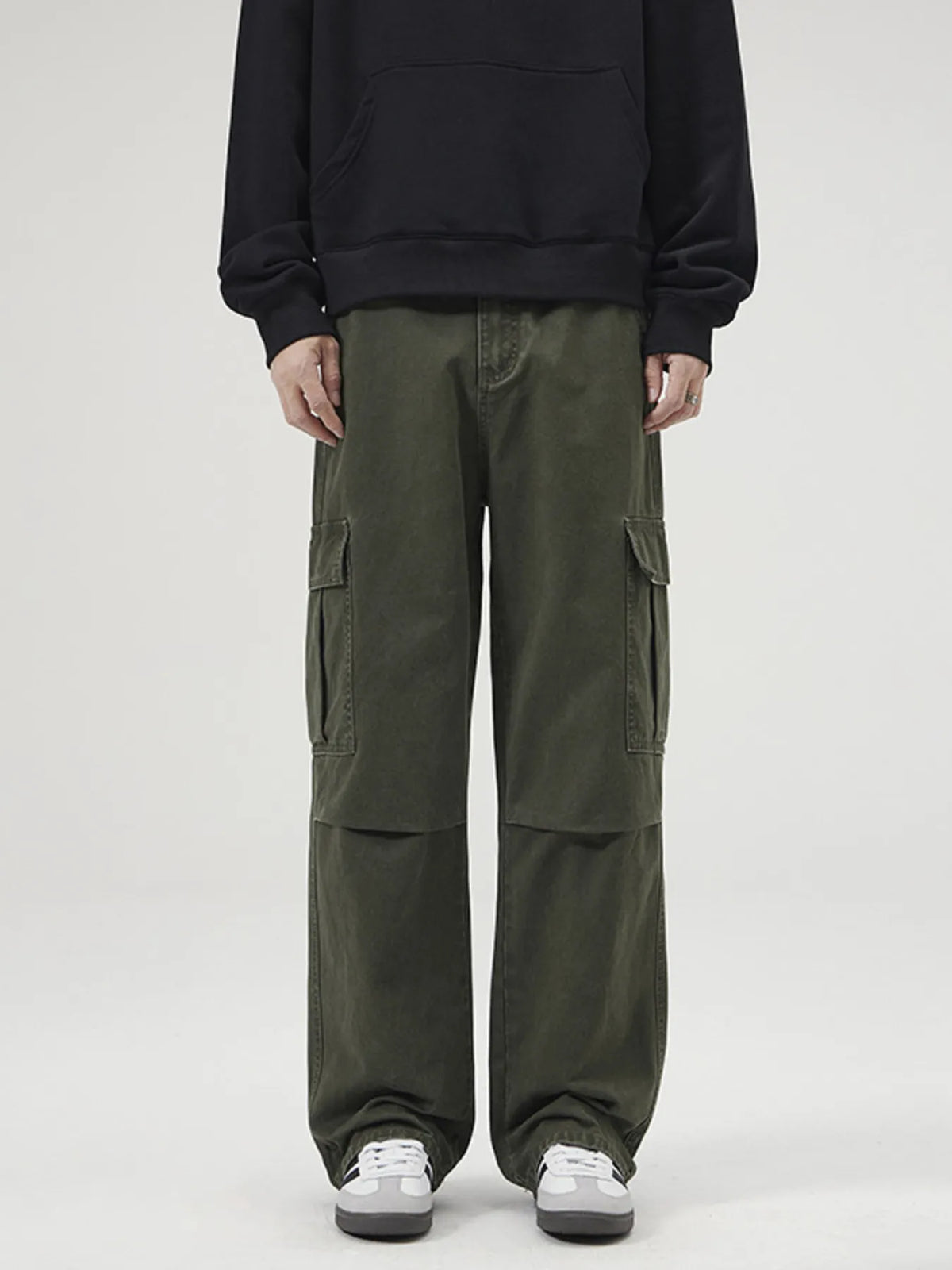 Men's Full Size Loose Fit Cargo Pants Plus Size in Matcha Green