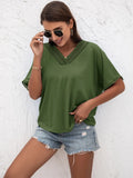 Ivy Lane Lace Detail V-Neck T-Shirt - Lilixa.store