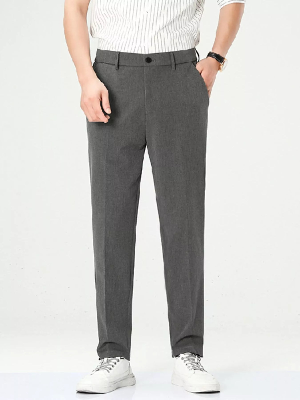 Men's Loose Fit Straight Leg Pants in Grey