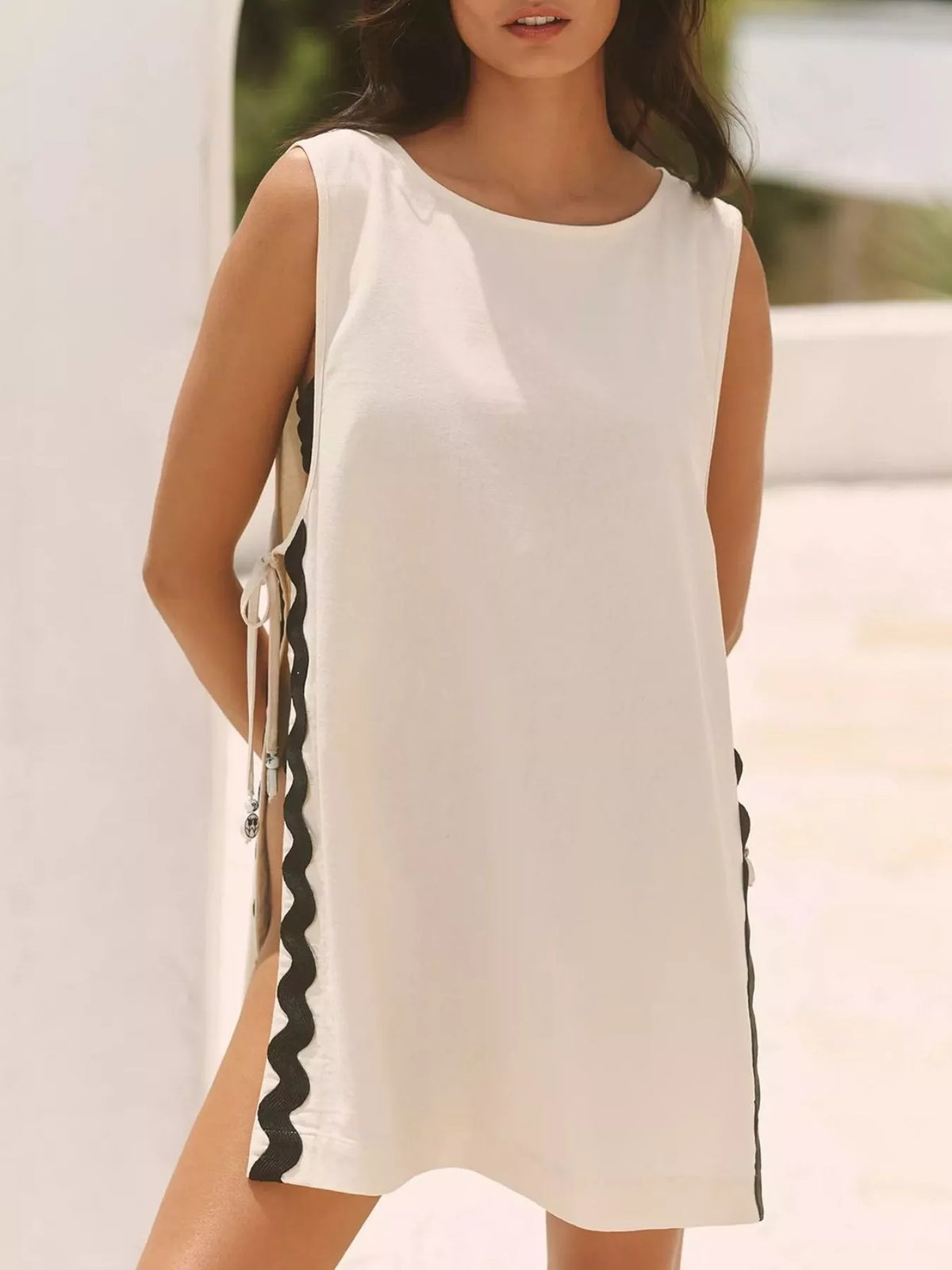Scalloped Trim Sleeveless Cover-Up - Lilixa.store
