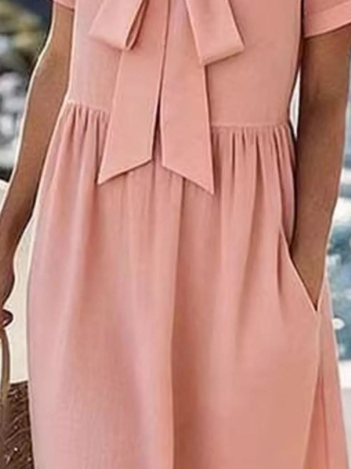 Bow-Tie Short Sleeve Midi Dress