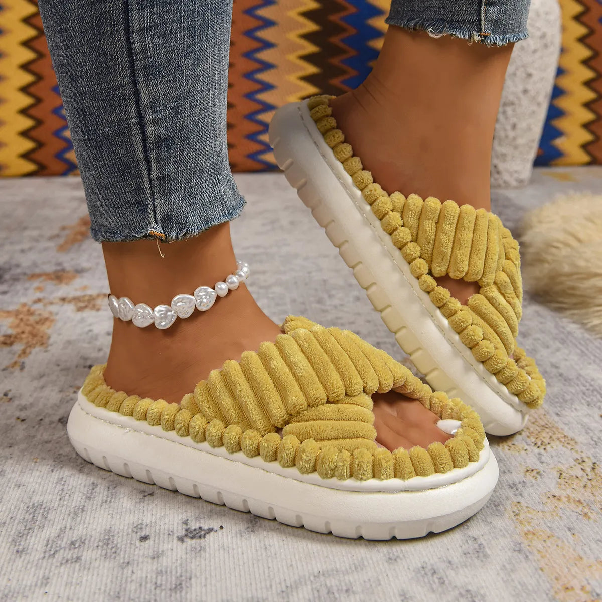Crisscross Open Toe Platform Slippers - Lilixa.store