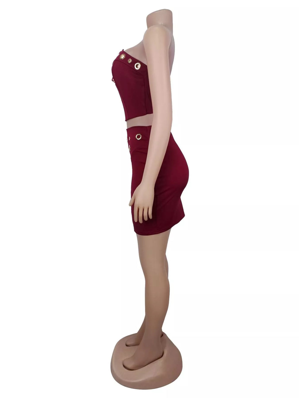 Grommet Crop Top and Mini Skirt Set - Lilixa.store