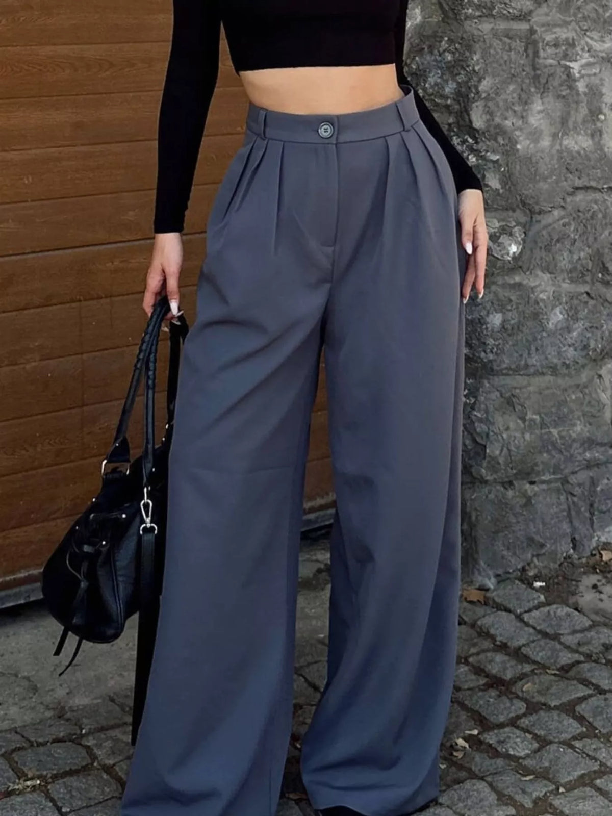 High-Waisted Pleated Wide-Leg Pants