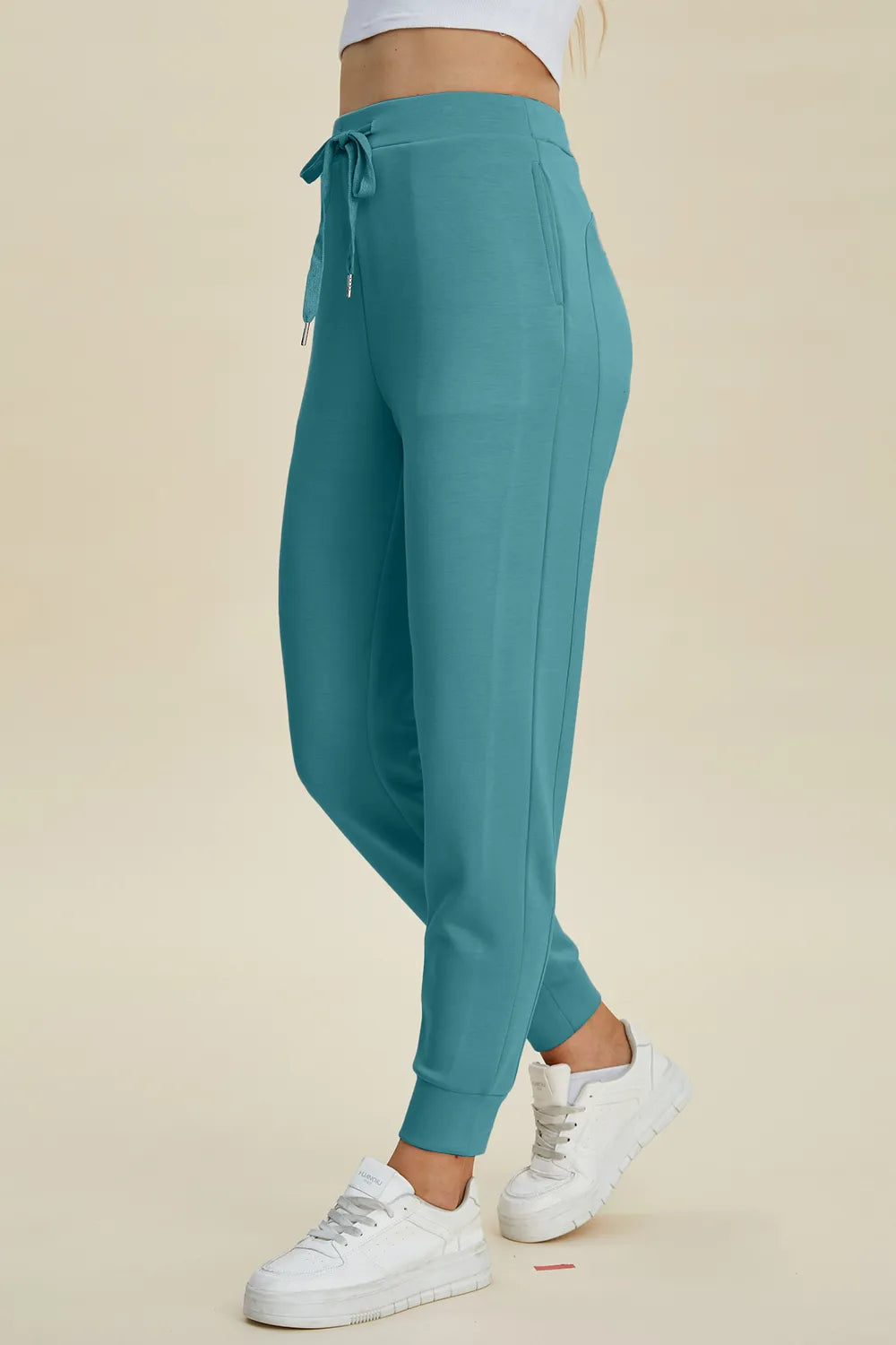 Basic Bae Full Size Air Scuba Drawstring High Waist Joggers in Teal