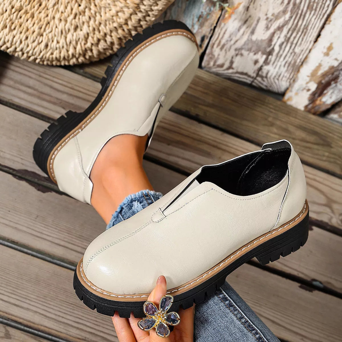 Round Toe Slip-On Loafers, view 3