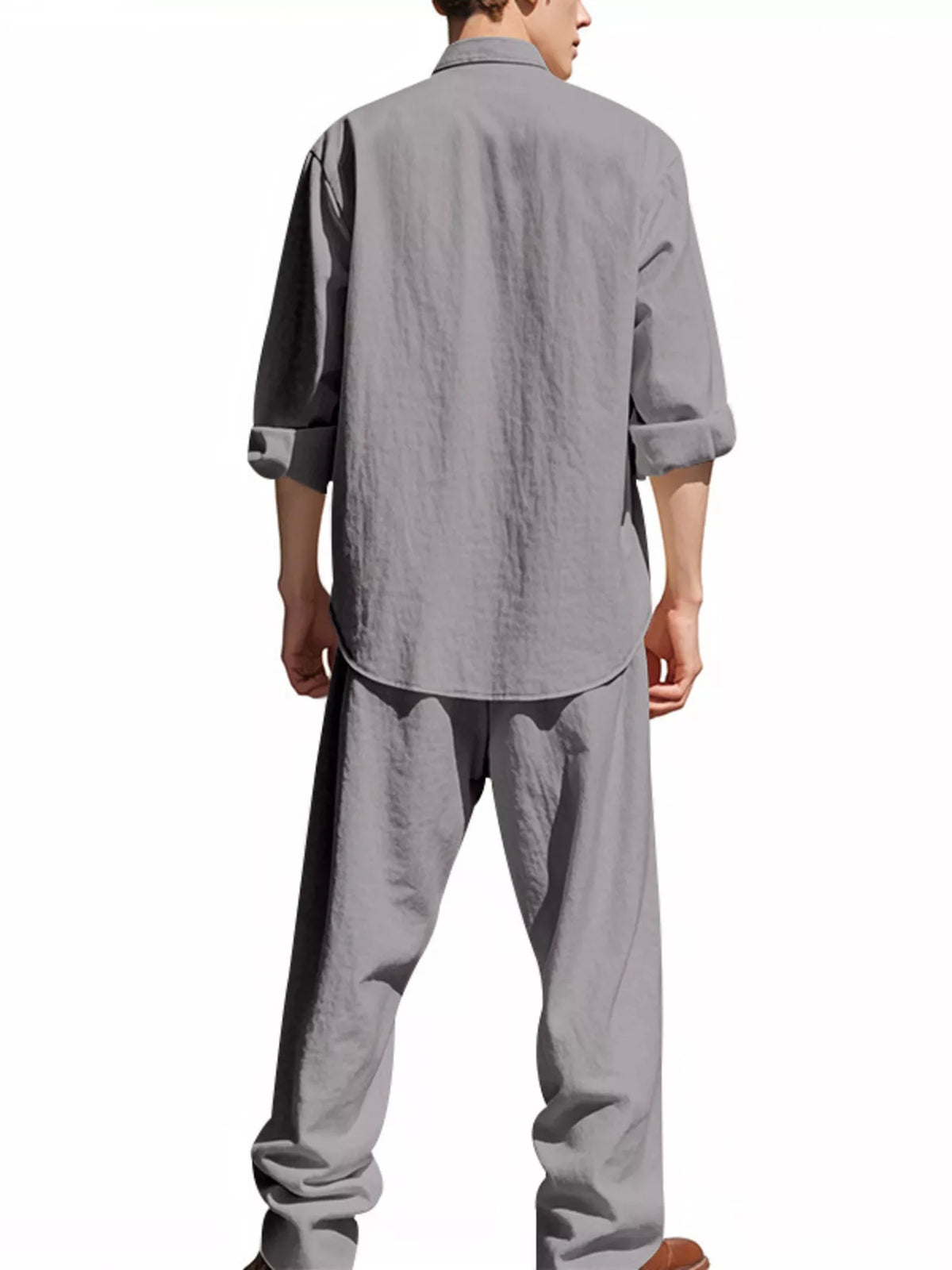 Men's Full Size Button Up Long Sleeve Shirt and Pants Plus Size, view 3