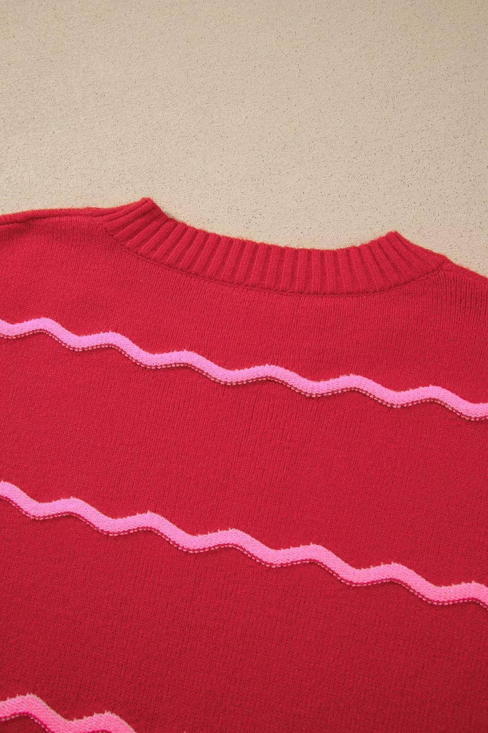 Striped Round Neck Long Sleeve Shift Pullover Sweater