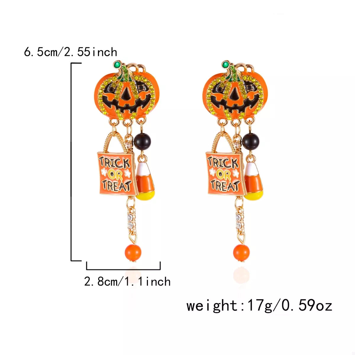 Halloween Rhinestone Pumpkin Drop Earrings - Lilixa.store