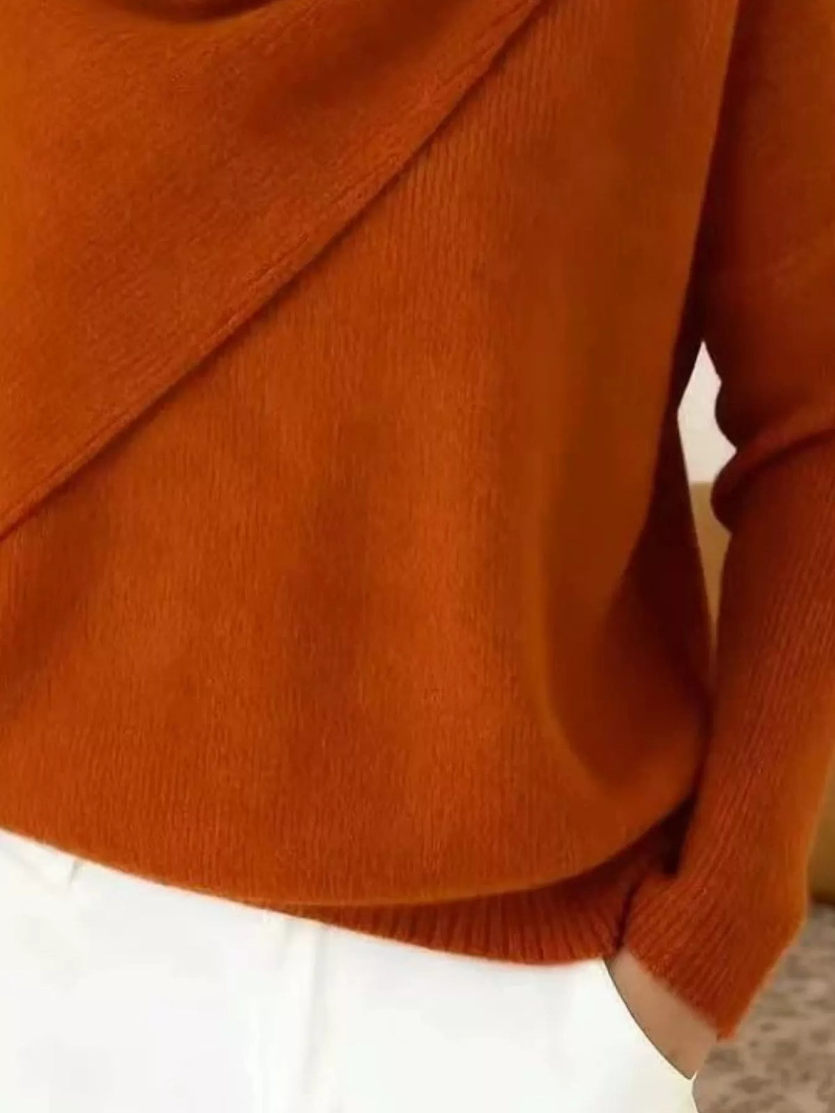 Full Size Solid Color Cowl Neck Sweater Plus Size