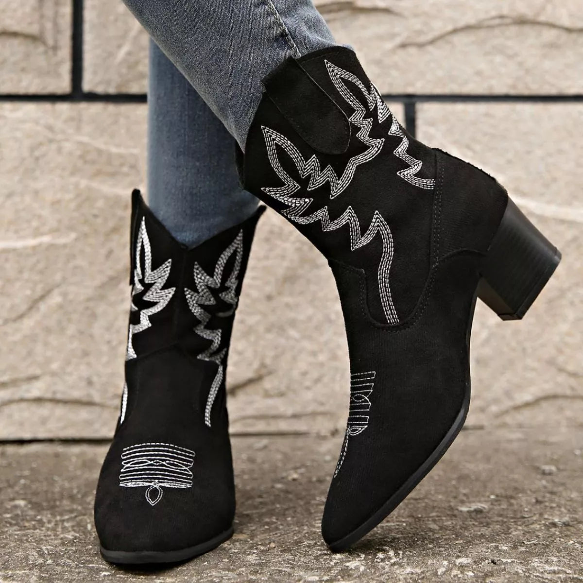 Point Toe Block Heels Boots - Lilixa.store
