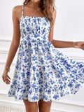 Floral Print Spaghetti Strap Tiered Mini Dress - Lilixa.store