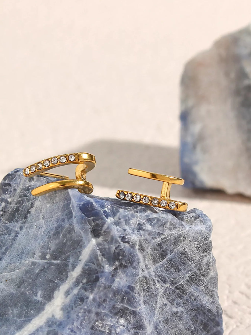 Double-Layer Hoop Earrings in Gold, view 10