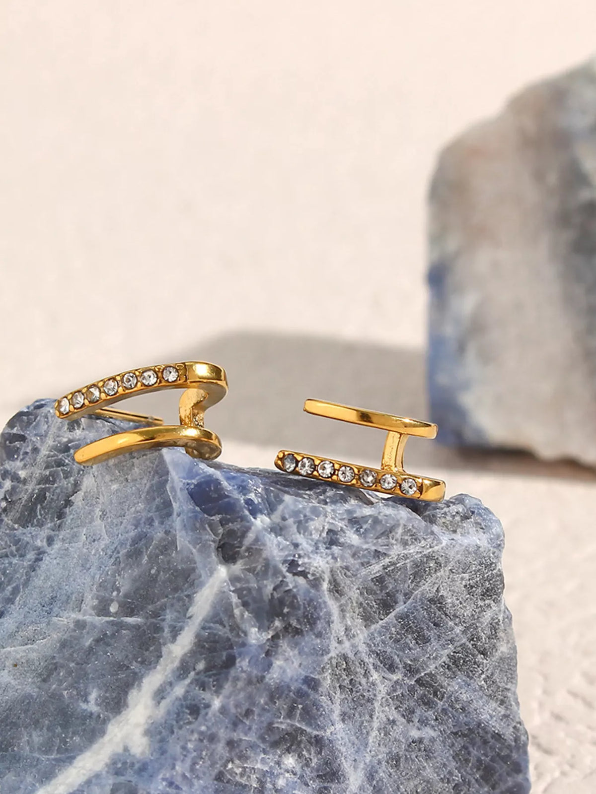 Double-Layer Hoop Earrings in Gold, view 10
