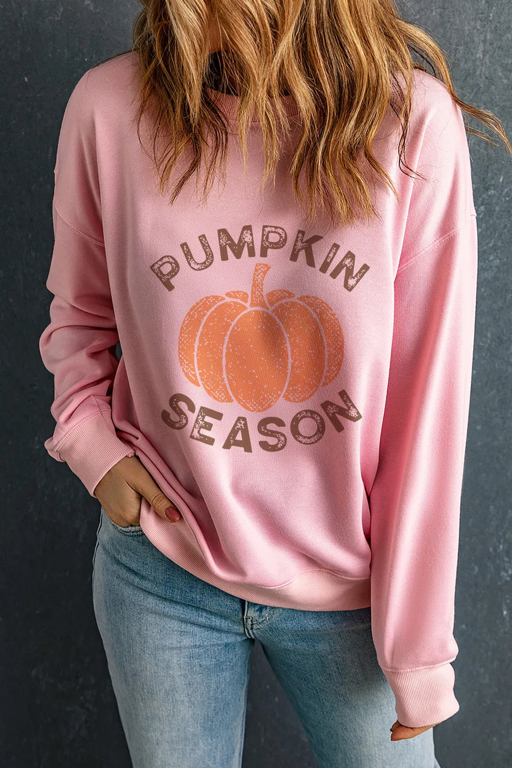 Graphic Round Neck Long Sleeve Sweatshirt - Lilixa.store