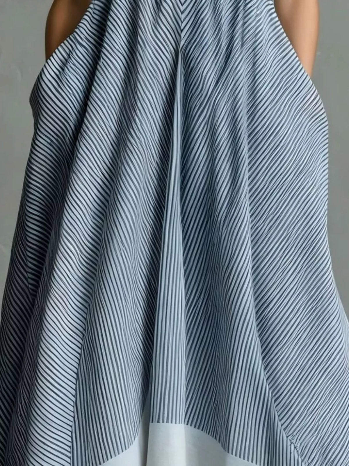 Full Size Striped Halter Neck Maxi Dress with Pockets Plus Size - Lilixa.store