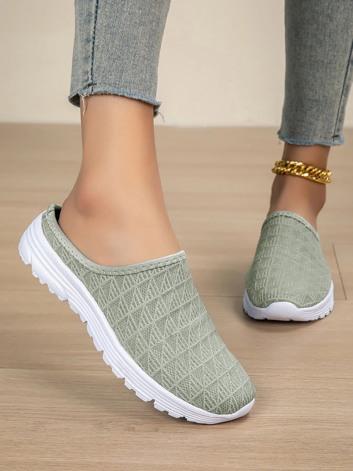 Breathable Mesh Slip-Ons in Gray