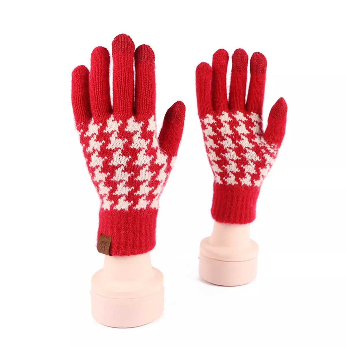 Heart Pattern Knitted Touchscreen Gloves - Lilixa.store