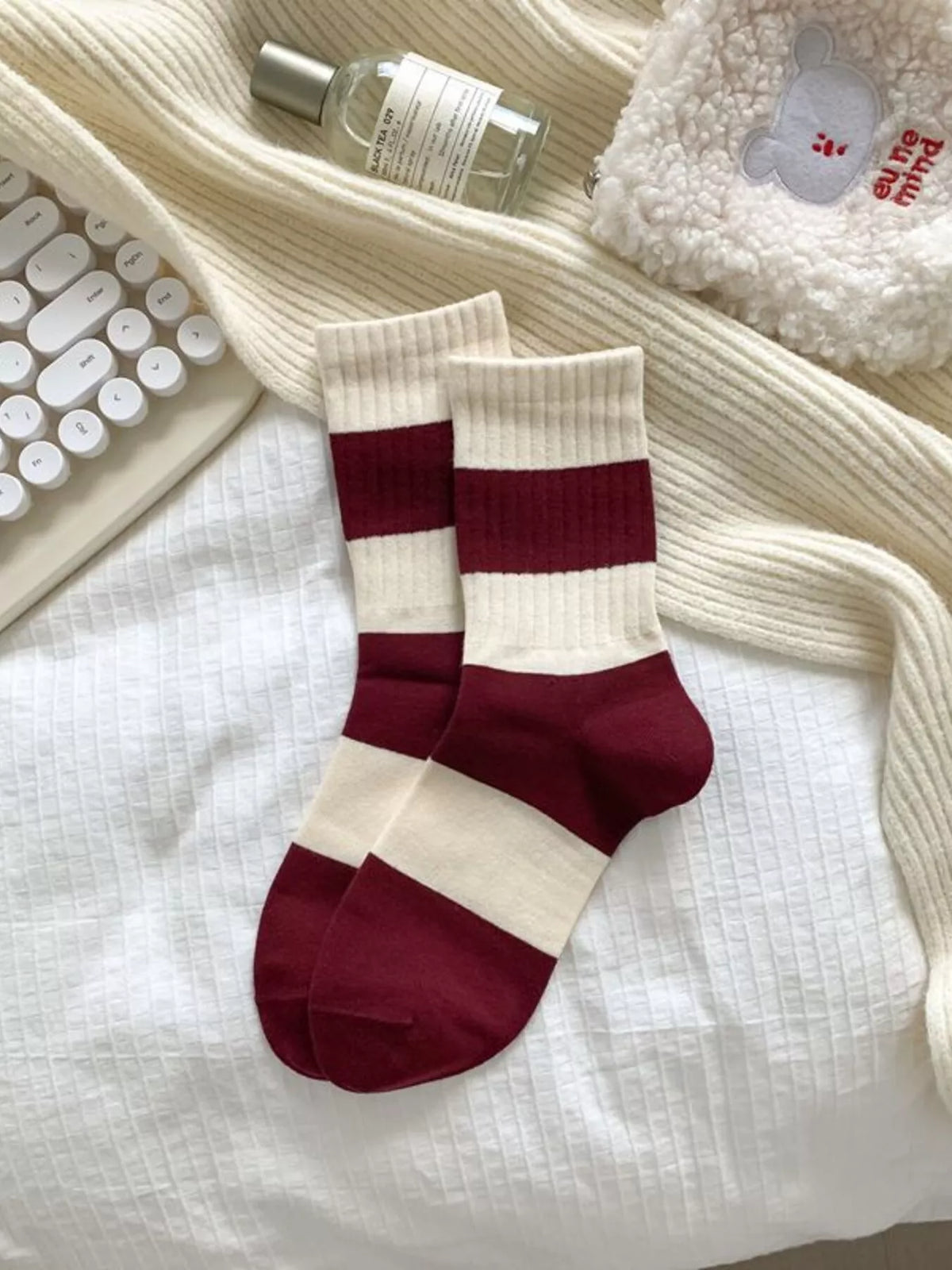 Ribbed Cotton Crew Socks - Lilixa.store
