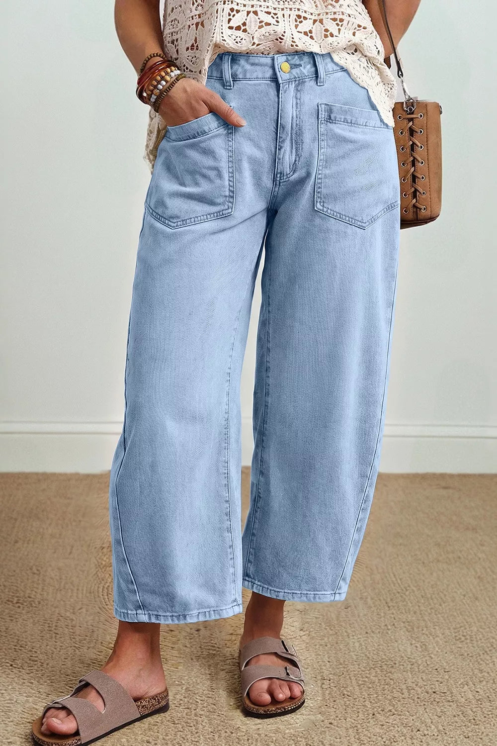 Wide Leg Cropped Jeans - Lilixa.store