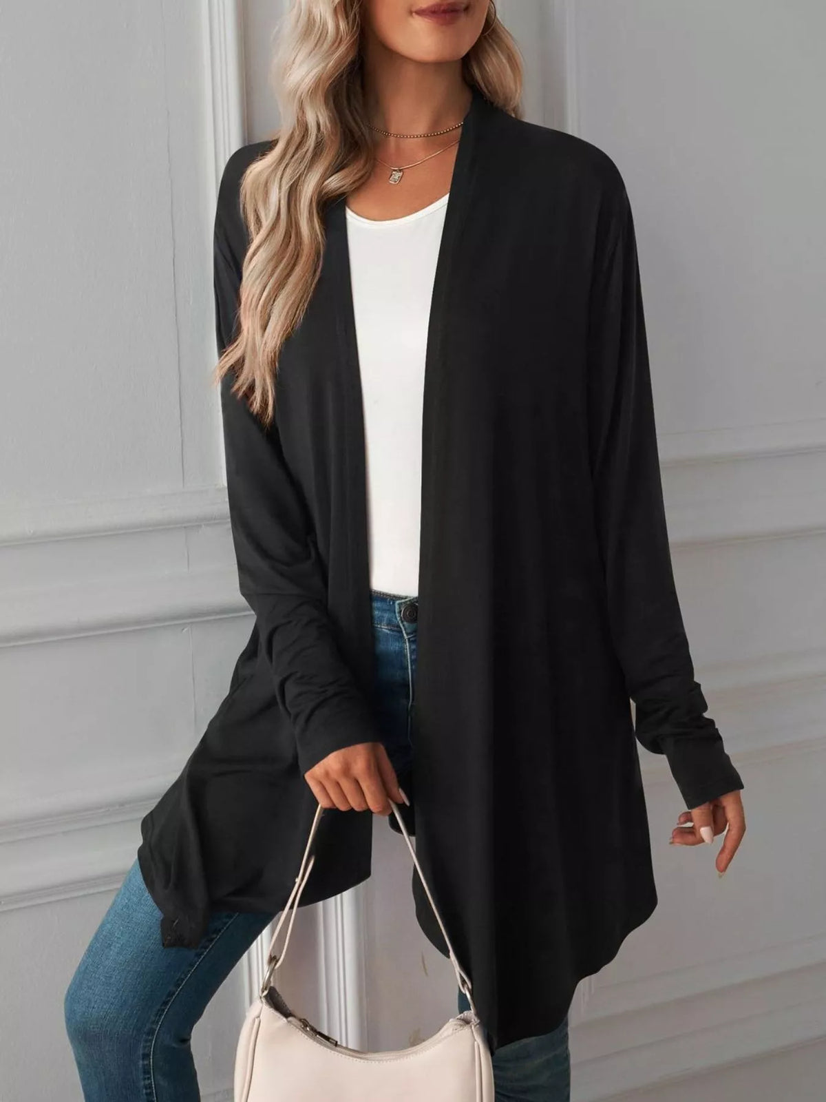 Lightweight Open Front Cardigan - Lilixa.store