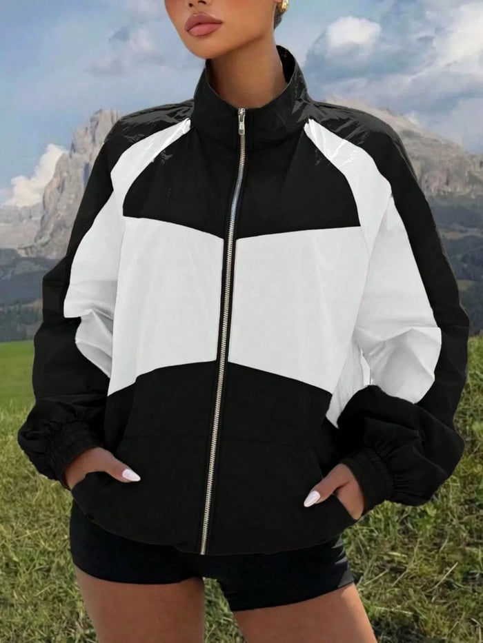 Color Block Zip-Up Jacket - Lilixa.store
