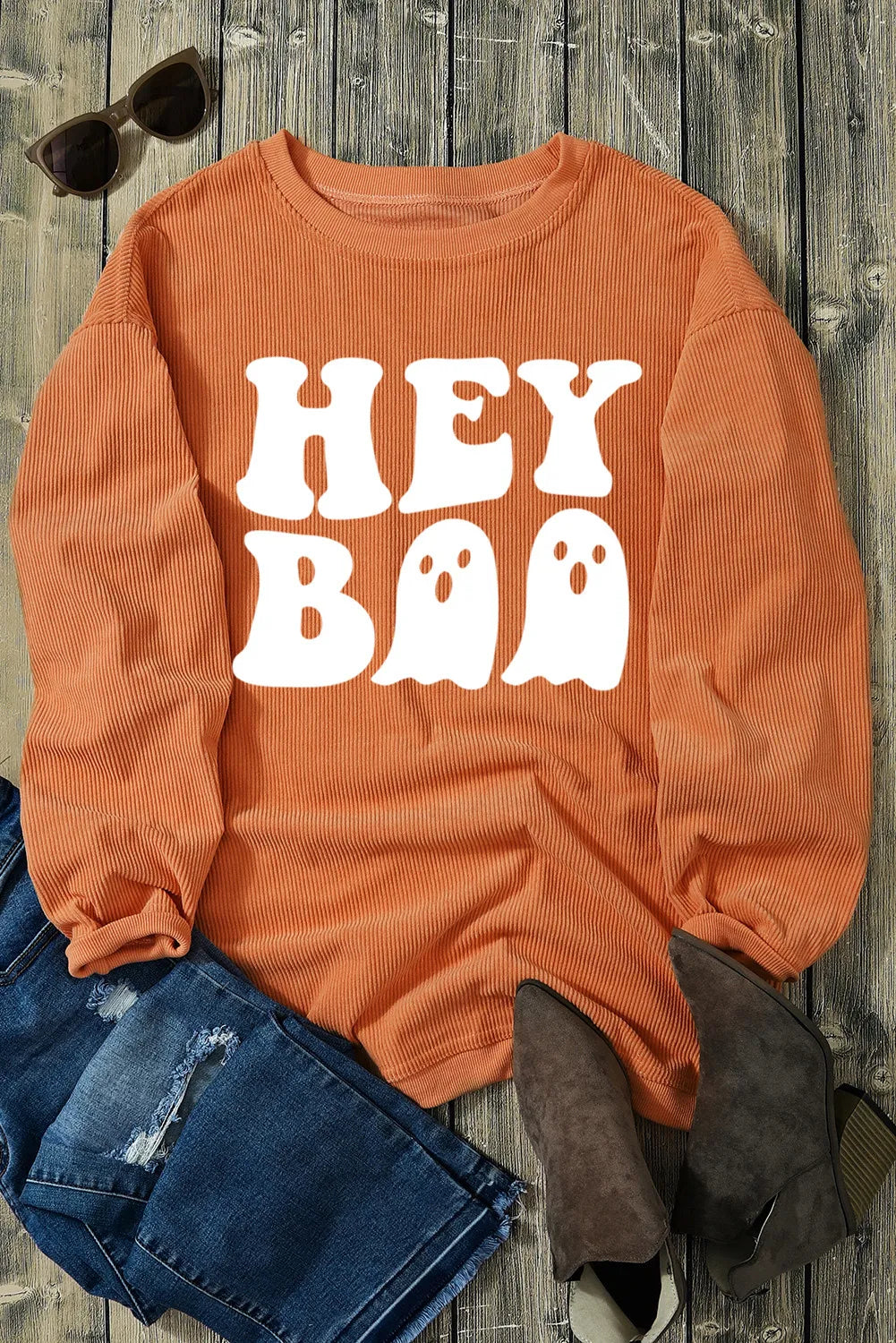 Letter Graphic Round Neck Long Sleeve Sweatshirt - Lilixa.store