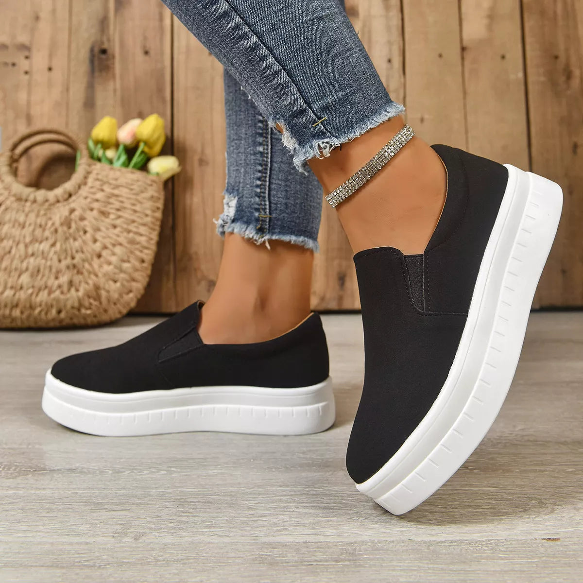 Round Toe Platform Slip-Ons - Lilixa.store