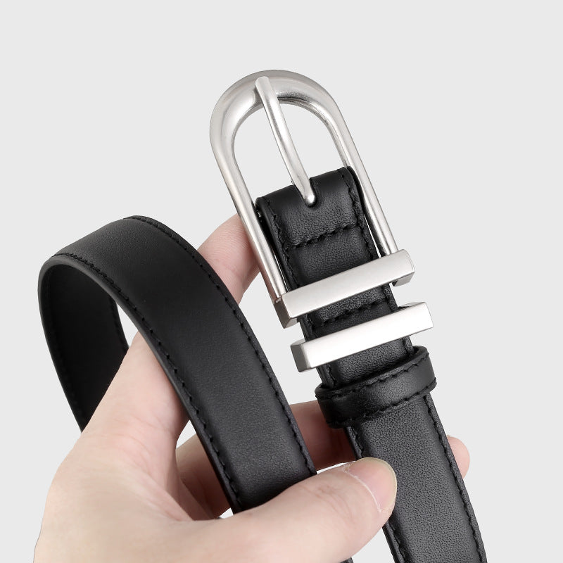 Leather Belt with Silver Buckle - Lilixa.store