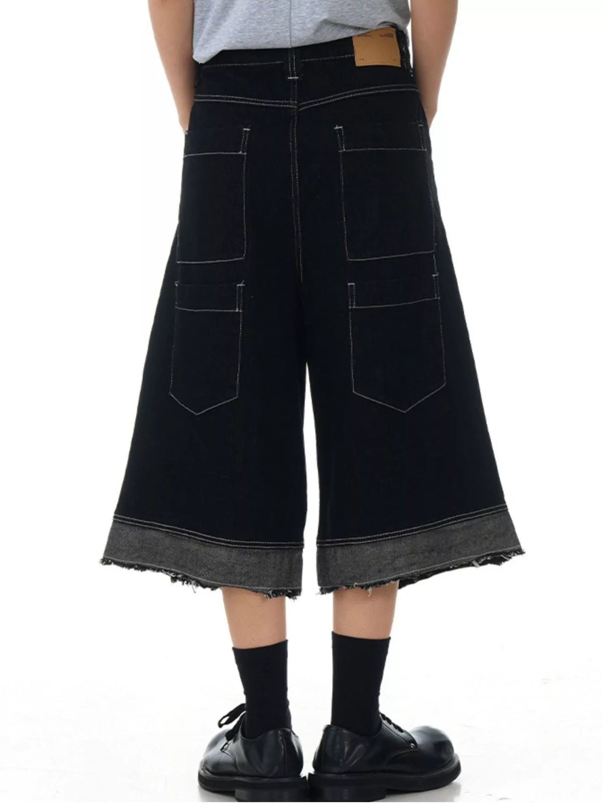 Men's Button Fly Wide Leg Denim Capris - Lilixa.store