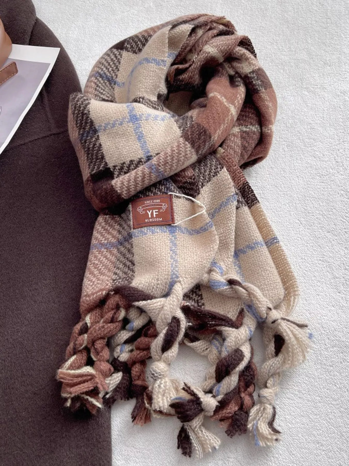 Warm Plaid Tassel Scarf - Lilixa.store