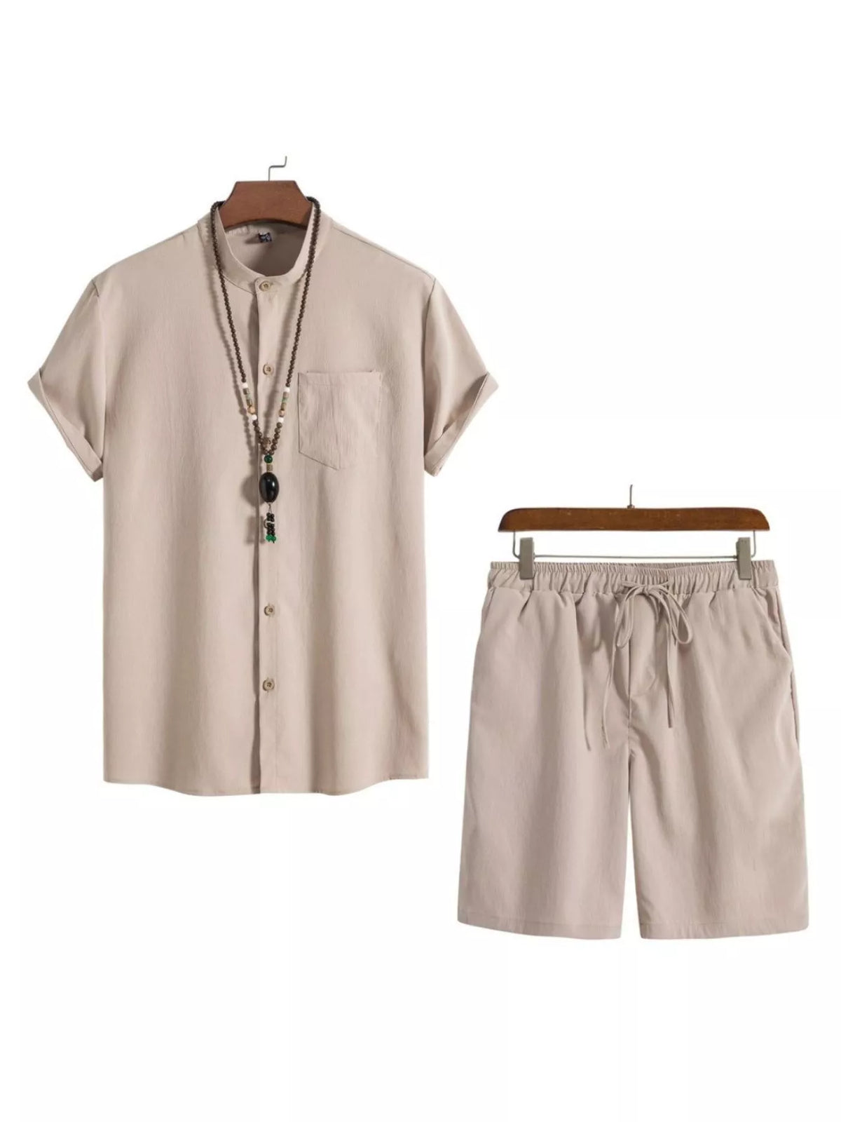 Men's Plus Size Casual Short Sleeve Shirt and Shorts Set - Lilixa.store