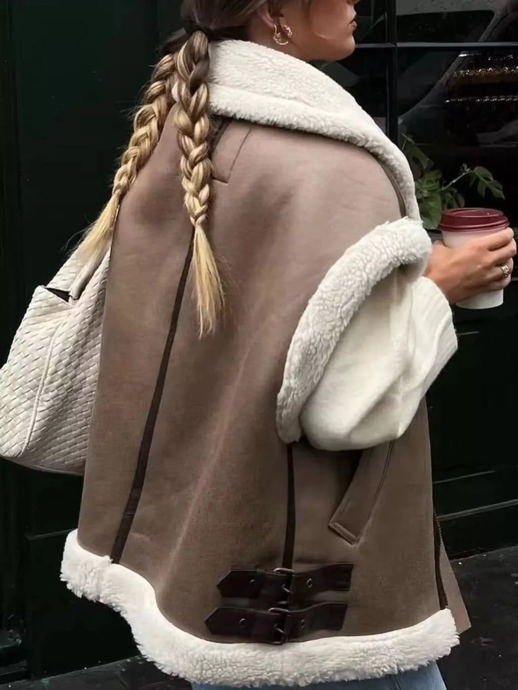 Cozy Faux Shearling Trim Vest Coat - Lilixa.store