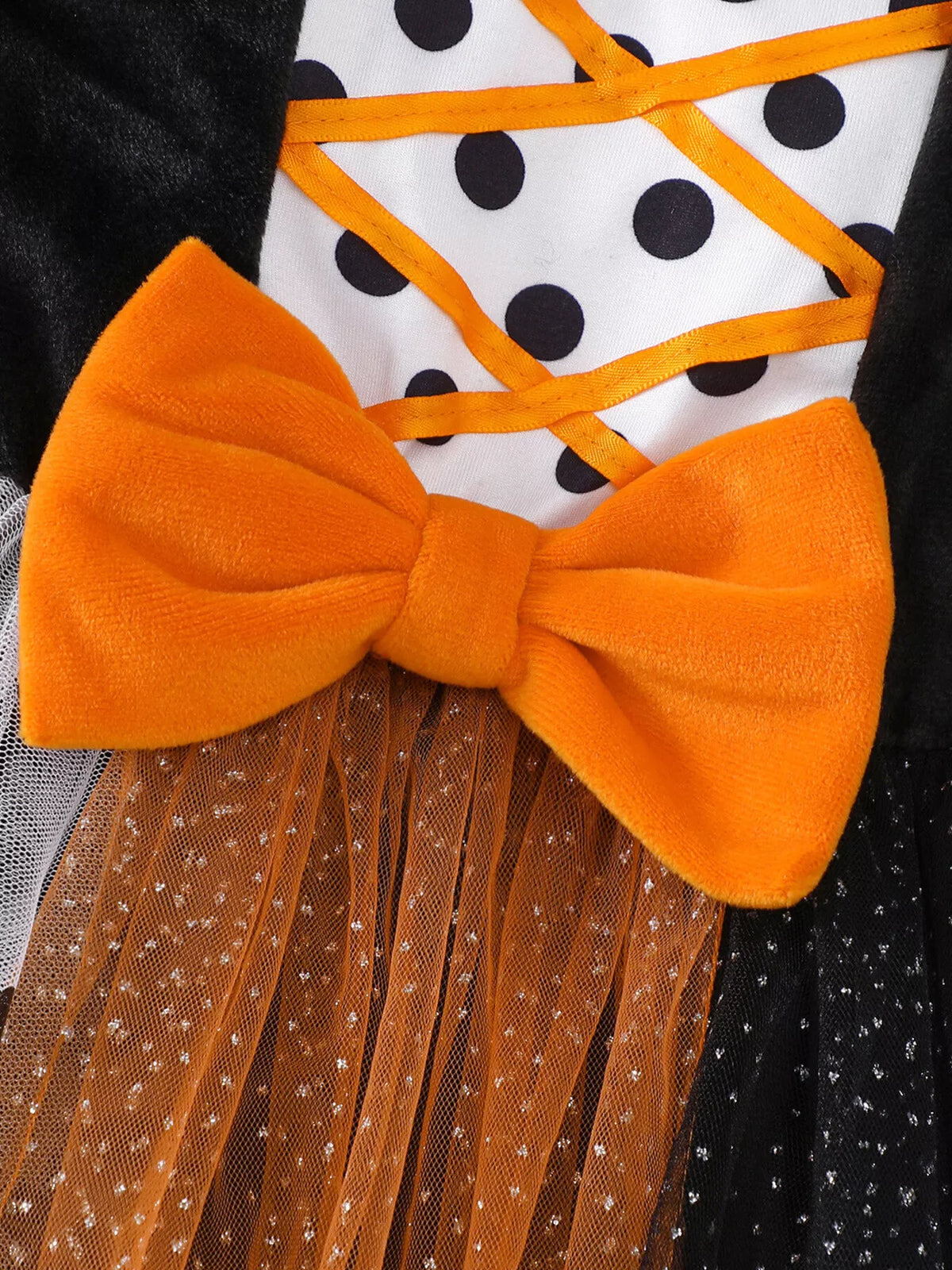 Children's Halloween Pumpkin Hooded Cape and Polka Dot Tulle Dress Set - Lilixa.store
